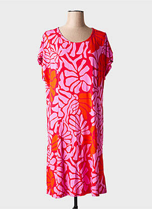 Robe mi-longue imprimé fleurs manches courtes rose BLUTSGESCHWISTER femme