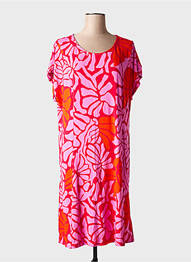 Robe mi-longue imprimé fleurs manches courtes rose BLUTSGESCHWISTER femme