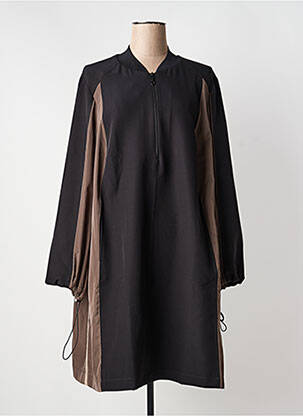 Robe mi-longue manches longues manches longues noir MAT. femme