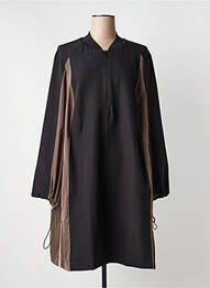 Robe mi-longue manches longues manches longues noir MAT. femme