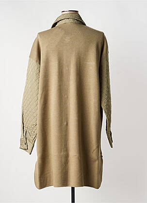 Manteau long fermeture pressionnée sans capuche vert YEST femme