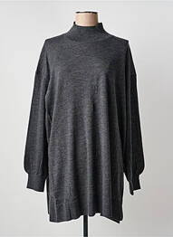 Pull tunique tissage chiné manches longues gris MASAI femme