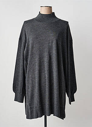 Pull tunique tissage chiné manches longues gris MASAI femme