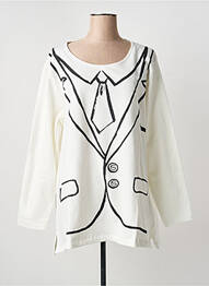 Sweat-shirt coupe over-size manches longues blanc SOPHIA femme