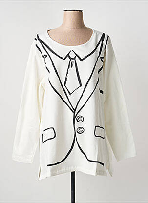 Sweat-shirt coupe over-size manches longues blanc SOPHIA femme