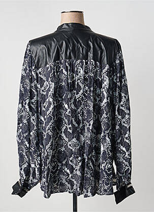 Blouse tissage popeline manches longues noir MAT. femme
