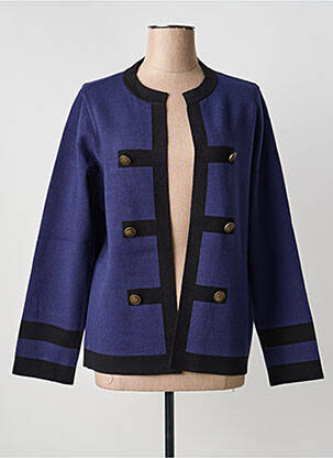 Gilet manches longues col rond bleu YEST femme