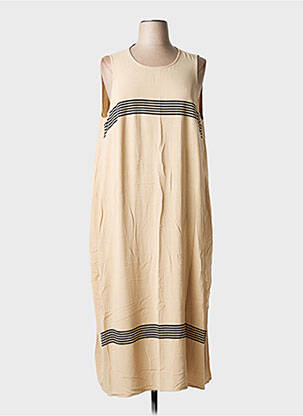 Robe longue tissage crêpe sans manche beige MAT. femme