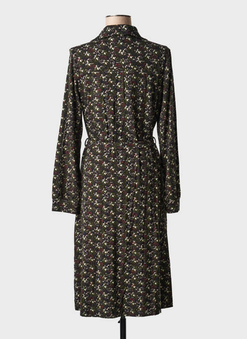 Robe mi-longue imprimé fantaisie manches longues vert ZILCH femme