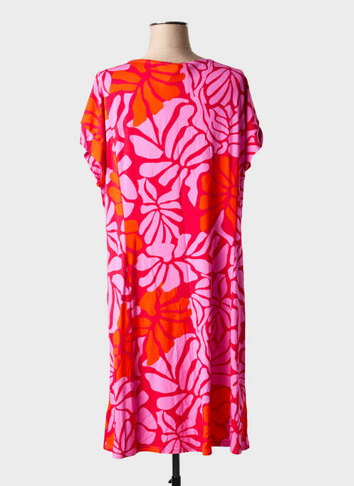 Robe mi-longue imprimé fleurs manches courtes rose BLUTSGESCHWISTER femme