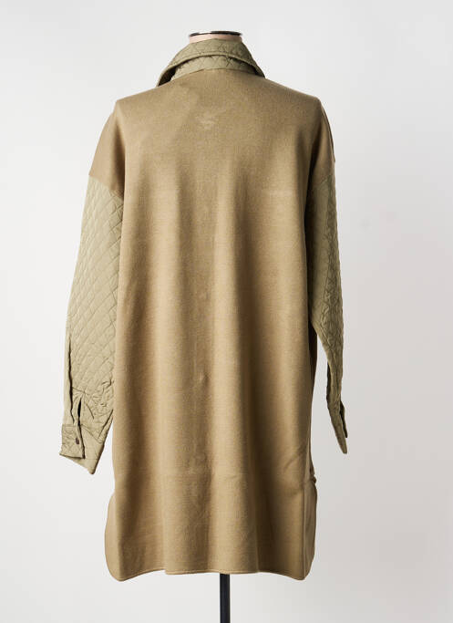 Manteau long coupe droite sans capuche vert YEST femme