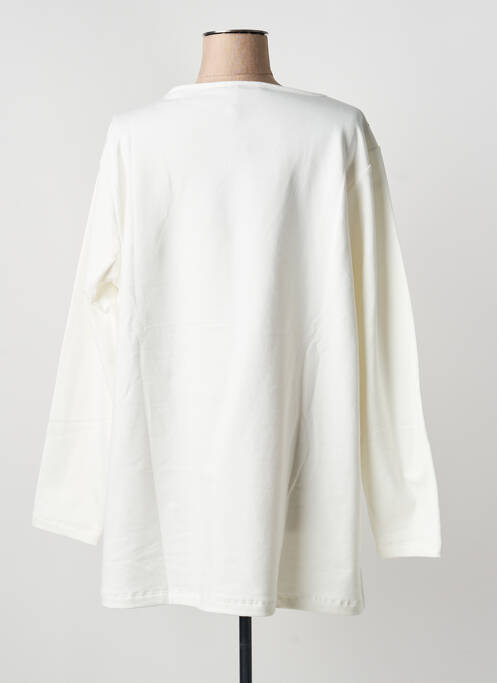Sweat-shirt coupe over-size manches longues blanc SOPHIA femme