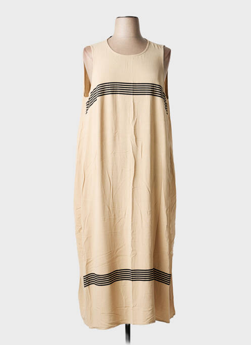 Robe longue tissage crêpe sans manche beige MAT. femme