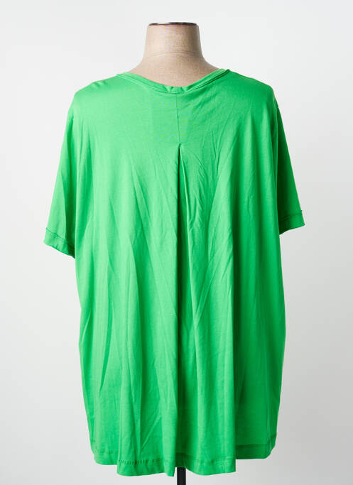 T-shirt col v manches courtes vert MAT. femme