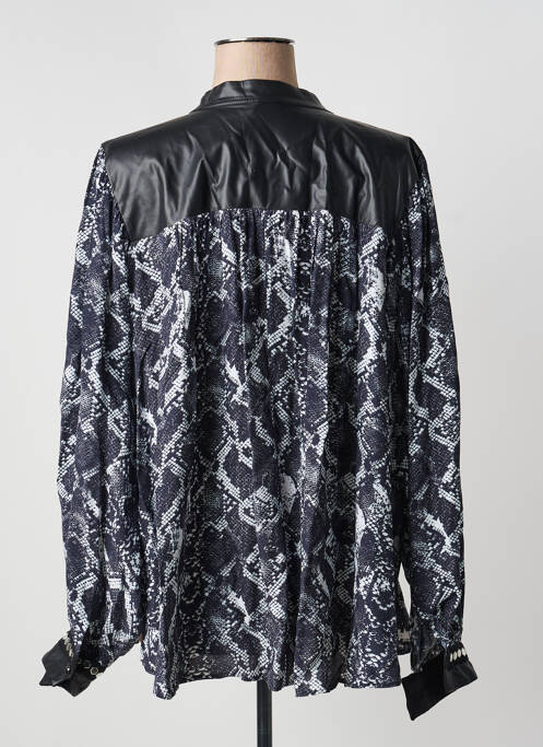 Blouse tissage popeline manches longues noir MAT. femme