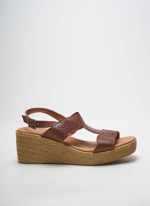 Sandales/nu pieds matière lisse talon de 4 à 6cm marron HEINE femme