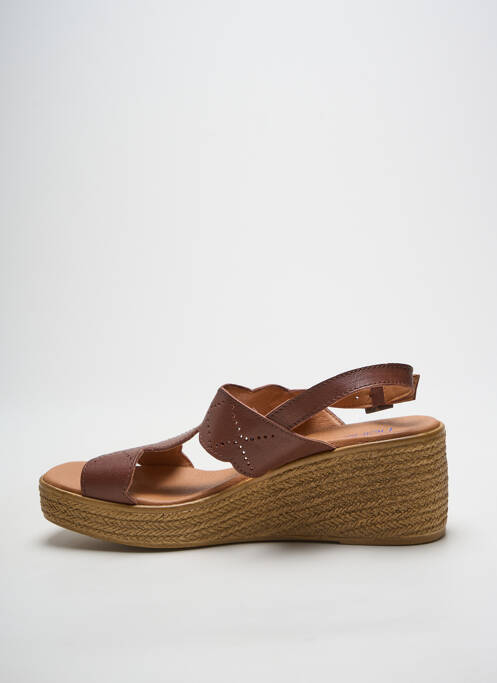 Sandales/nu pieds matière lisse talon de 4 à 6cm marron HEINE femme