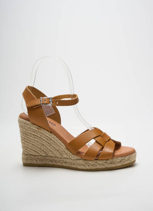 Espadrilles tissage satiné talon de 7 à 9cm marron HEINE femme