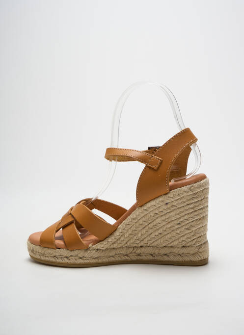 Espadrilles tissage satiné talon de 7 à 9cm marron HEINE femme