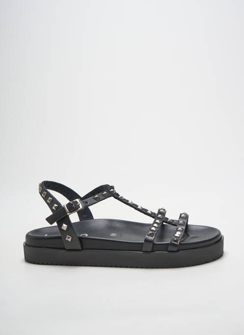 Sandales/nu pieds tissage satiné talon plat jusqu'à 3cm noir HEINE femme
