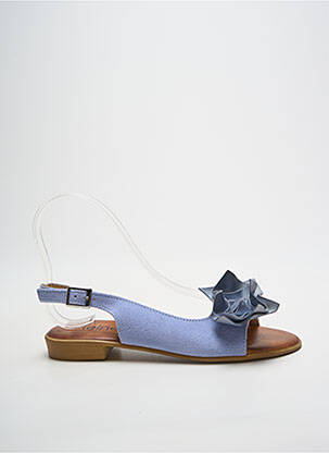 Sandales/nu pieds chiquet talon plat jusqu'à 3cm bleu clair HEINE femme