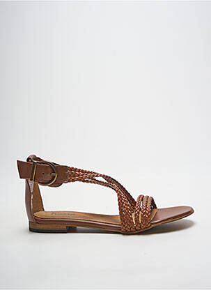 Sandales/nu pieds chiquet talon plat jusqu'à 3cm marron HEINE femme