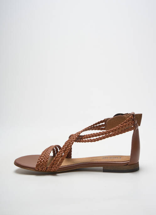 Sandales/nu pieds chiquet talon plat jusqu'à 3cm marron HEINE femme