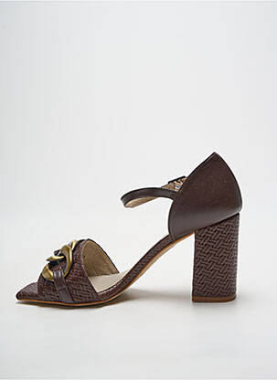 Sandales/nu pieds tissage satiné talon de 7 à 9cm marron HEINE femme