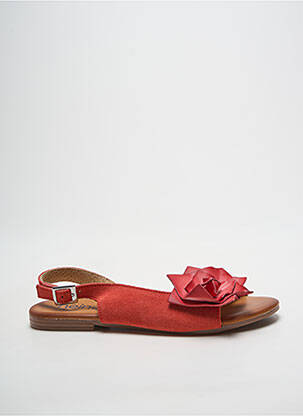 Sandales/nu pieds chiquet talon plat jusqu'à 3cm rouge HEINE femme