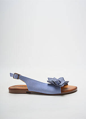 Sandales/nu pieds chiquet talon plat jusqu'à 3cm bleu HEINE femme