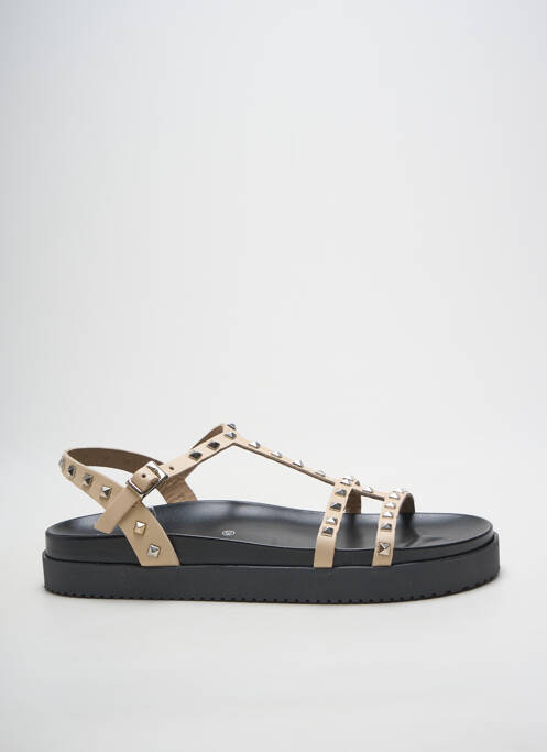 Sandales/nu pieds tissage satiné talon plat jusqu'à 3cm beige HEINE femme