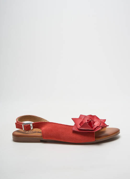 Sandales/nu pieds chiquet talon plat jusqu'à 3cm rouge HEINE femme