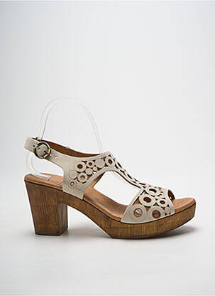 Sandales/nu pieds semi compensé talon de 7 à 9cm beige HEINE femme