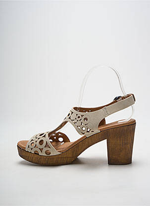 Sandales/nu pieds semi compensé talon de 7 à 9cm beige HEINE femme