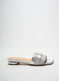 Mules/sabots matière lisse talon plat jusqu'à 3cm argent HEINE femme