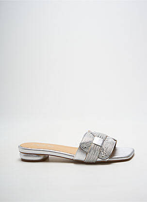 Mules/sabots matière lisse talon plat jusqu'à 3cm argent HEINE femme