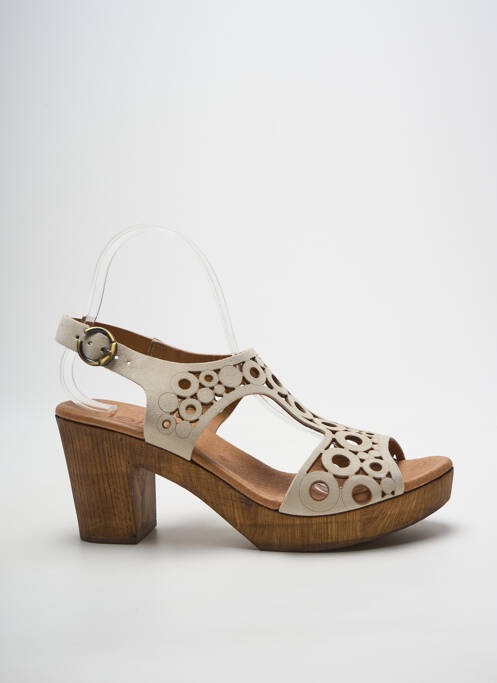 Sandales/nu pieds semi compensé talon de 7 à 9cm beige HEINE femme