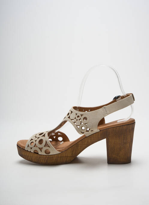 Sandales/nu pieds semi compensé talon de 7 à 9cm beige HEINE femme