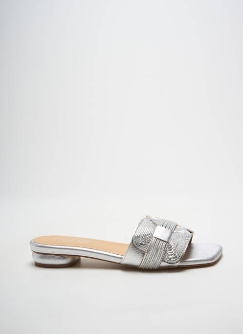 Mules/sabots matière lisse talon plat jusqu'à 3cm argent HEINE femme