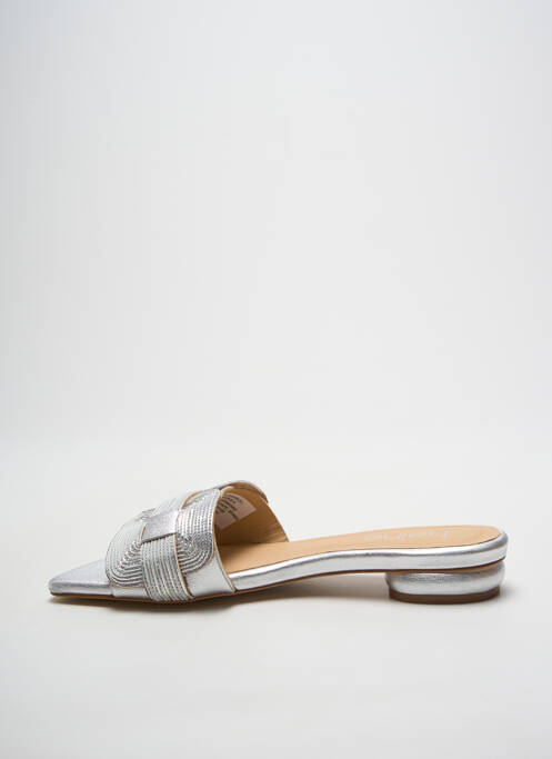 Mules/sabots matière lisse talon plat jusqu'à 3cm argent HEINE femme