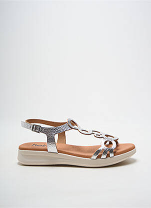 Sandales/nu pieds tissage satiné talon plat jusqu'à 3cm argent HEINE femme
