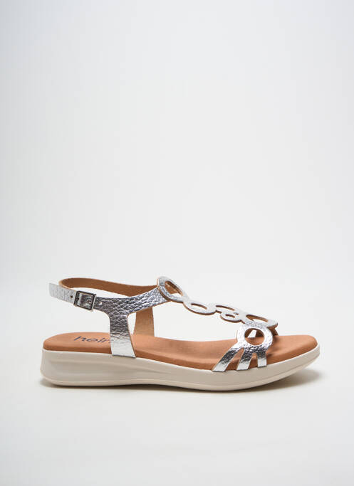 Sandales/nu pieds matière lisse talon plat jusqu'à 3cm argent HEINE femme