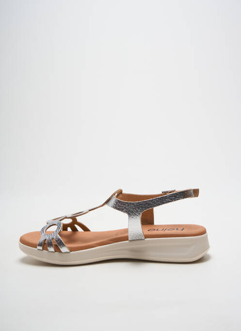 Sandales/nu pieds matière lisse talon plat jusqu'à 3cm argent HEINE femme