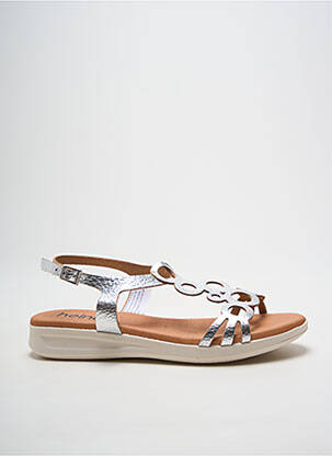 Sandales/nu pieds tissage satiné talon plat jusqu'à 3cm argent HEINE femme