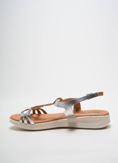 Sandales/nu pieds matière lisse talon plat jusqu'à 3cm argent HEINE femme