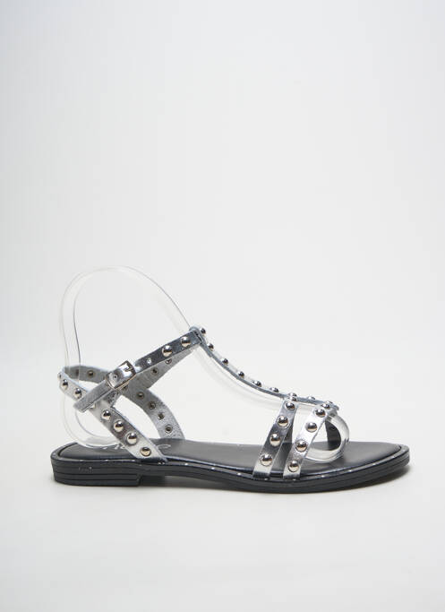 Sandales/nu pieds chiquet talon plat jusqu'à 3cm argent HEINE femme