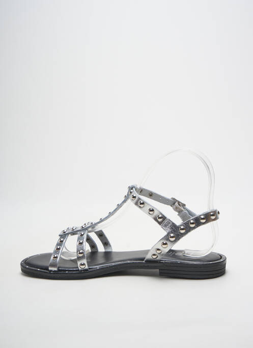 Sandales/nu pieds chiquet talon plat jusqu'à 3cm argent HEINE femme