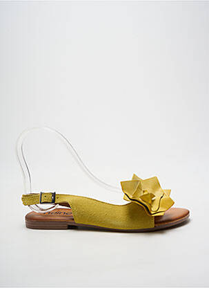 Sandales/nu pieds chiquet talon plat jusqu'à 3cm jaune HEINE femme