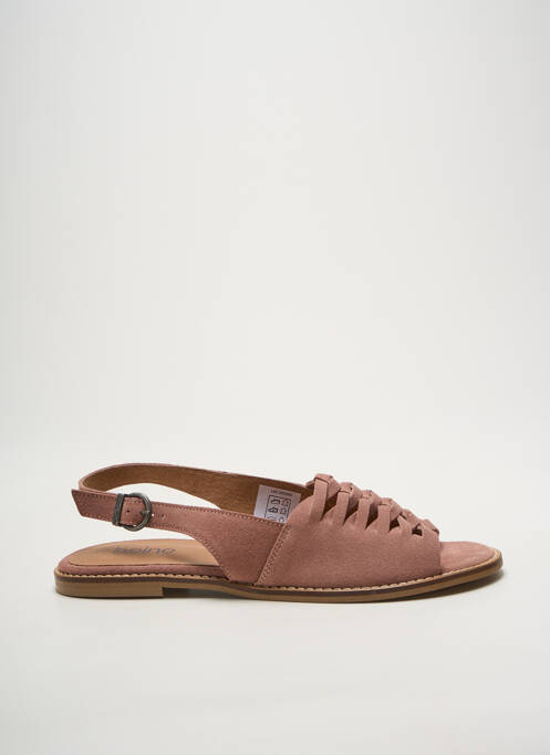 Sandales/nu pieds chiquet talon plat jusqu'à 3cm rose HEINE femme