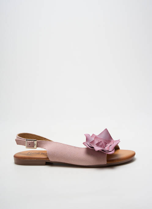 Sandales/nu pieds chiquet talon plat jusqu'à 3cm rose HEINE femme